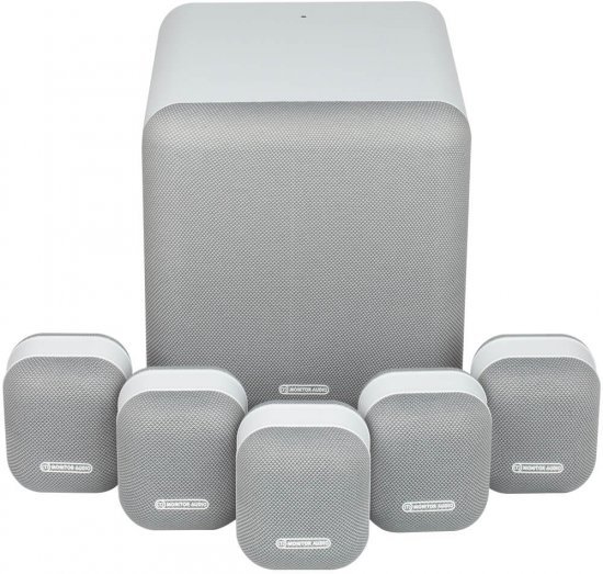 מערכת רמקולים לקולנוע ביתי 5.1 ערוצים מוניטור אודיו Mass Surround Sound – צבע לבן