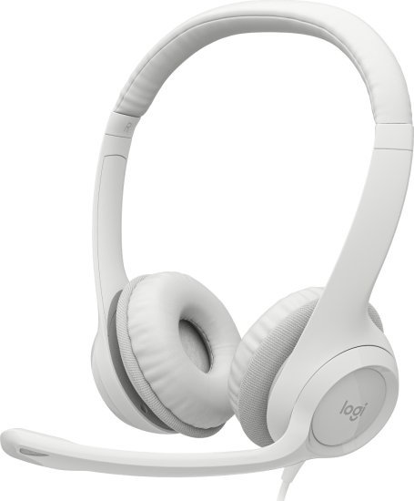 אוזניות עם מיקרופון למחשב Logitech H390 USB – צבע אוף-וייט