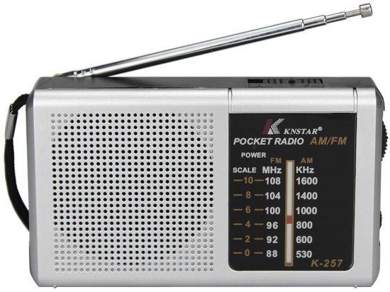 רדיו נייד אנלוגי AM/FM KNSTAR K-257 – כסוף