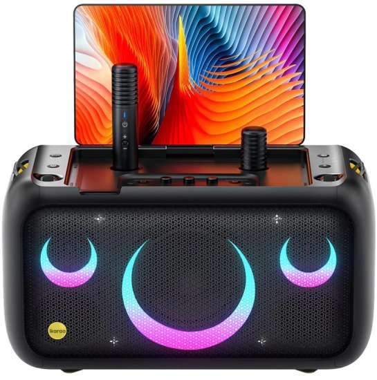 רמקול קריוקי ומסיבות נייד Ikarao X1 עם מסך 13.3 אינץ’ HD ושני מיקרופונים