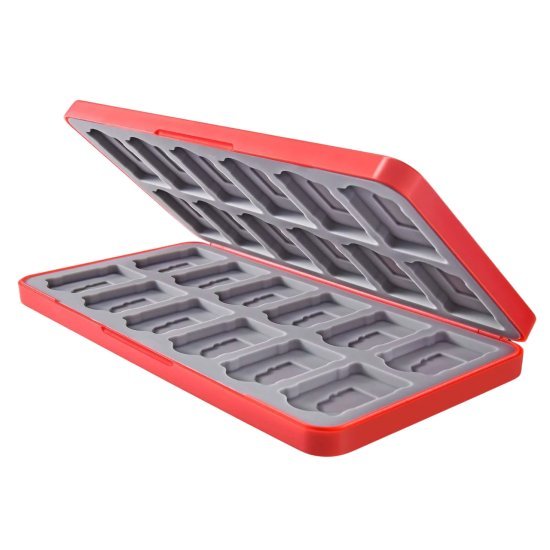 מארז אחסון לכרטיסי משחק נינטנדו סוויץ' מבית פאנלאב – עיצוב פוקדקס אדום – 24 חריצים