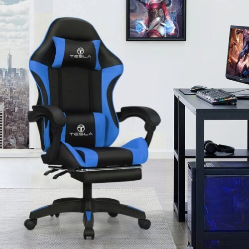 369282_b_1.jpg כיסא גיימינג Tesla 7008 – כחול – כולל כרית עיסוי והדום
