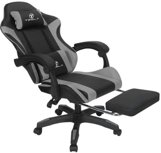 Tesla 7008 אפור – כיסא גיימינג עם עיסוי והדום