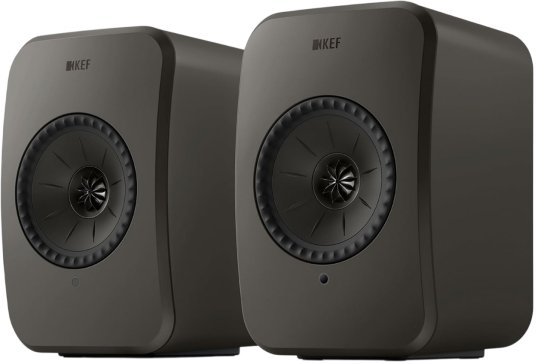 זוג רמקולים מדפיים אלחוטיים ומוגברים KEF LSX II LT – צבע אפור