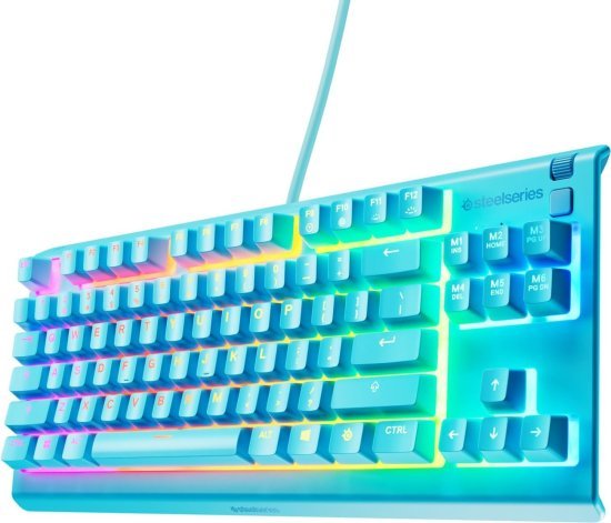 מקלדת גיימינג חוטית SteelSeries Apex 3 TKL RGB – צבע אקווה