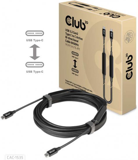 145928_b_1.jpg כבל USB 3.2 Type-C דו-כיווני אקטיבי Club3D 8K60Hz VR PD 60W Male CAC-1535 - אורך 5 מטר