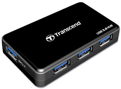 מפצל Transcend USB 3.0 4-Port Hub With External Power Adapter Black
