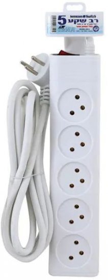 רב שקע 5 וכבל באורך עד 3 מטר + מפסק Semicom