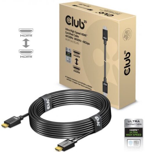 179800_b_1.jpg כבל 4K120Hz / 8K60Hz 3D / UHD HDMI 2.1 זכר באורך 5 מטר Club3D Ultra High Speed CAC-1375