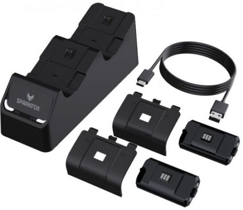 עמדת טעינה כפולה לשלט Sparkfox Dual Charging Station Xbox Series X / S + זוג סוללות נטענות 1100mAh
