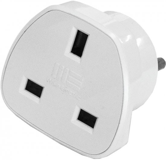 מתאם קבוע מתקע בריטי לתקע ישראלי תלת פיני Wise Electric DPA-6 - צבע לבן