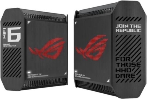 זוג יחידות ראוטר גיימינג ASUS ROG Rapture GT6 AX10000 Pro Tri-Band WiFi 6 (802.11ax) - בצבע שחור