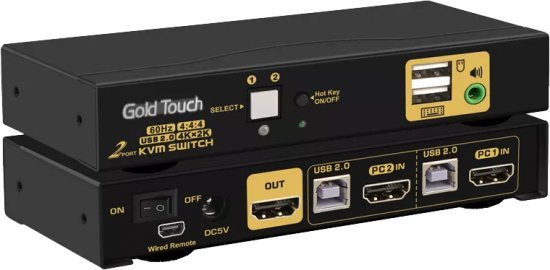 מתג 2 יציאות Gold Touch HDMI 2.0 KVM Hot Key Switch