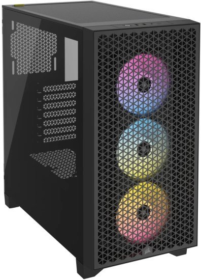 מארז לגיימרים ללא ספק Corsair 3000D AIRFLOW RGB Tempered Glass Mid Tower - צבע שחור