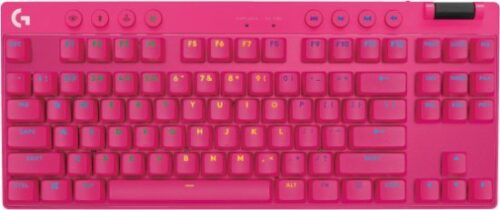 מקלדת גיימינג אלחוטית Logitech G Pro X TKL Lightspeed עם מקשי Tactile - צבע ורוד מג'נטה