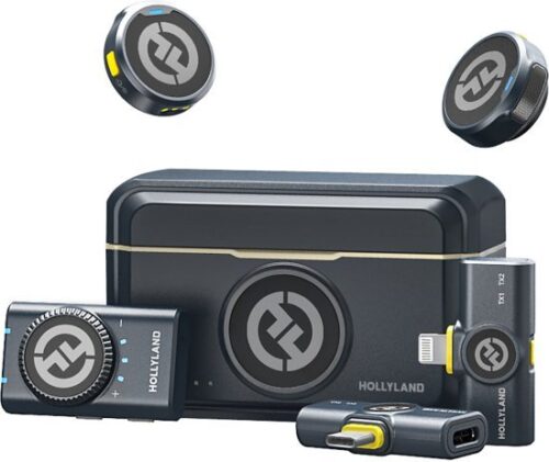 מערכת מיקרופון דש אלחוטית עם 2 משדרים ו-3 מקלטים Hollyland LARK M2 - גרסת Combo - צבע שחור