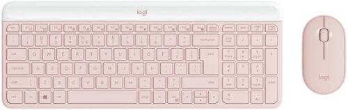 סט מקלדת ועכבר אלחוטיים Logitech MK470 Slim - ורוד