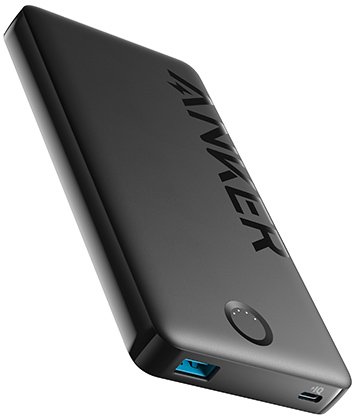 סוללת גיבוי ניידת 10000mAh עם יציאות Anker PowerCore PIQ 323 USB Type-A + USB Type-C - צבע שחור