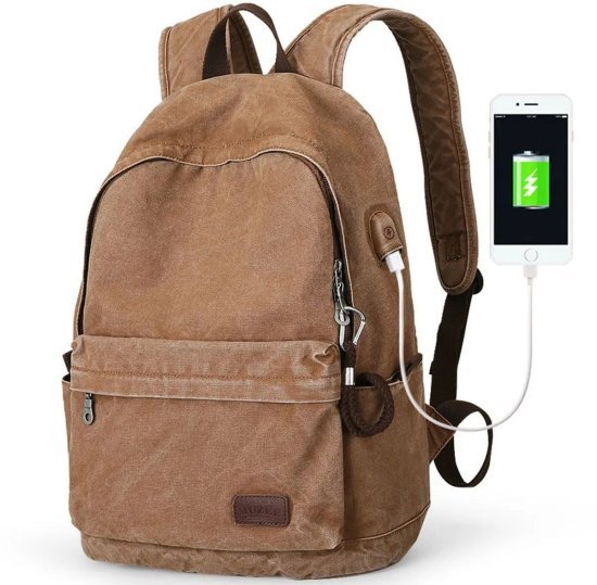 תיק גב למחשב נייד בגודל 15.6 אינץ’ דגם The VivaSack Retro Premium מבית Camel Mountain - צבע חאקי