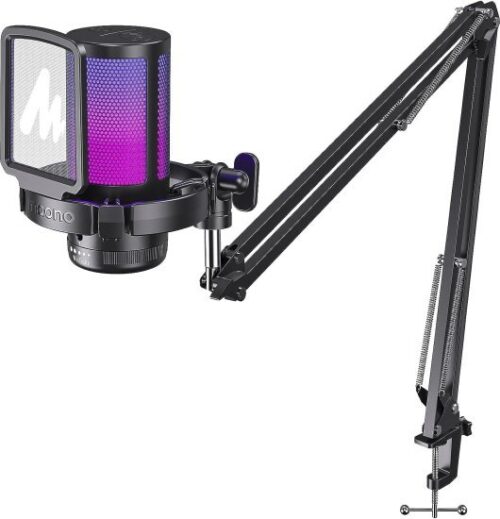 מיקרופון גיימרים כולל ביטול רעשים וזרוע Maono DGM20S GamerWave - צבע שחור