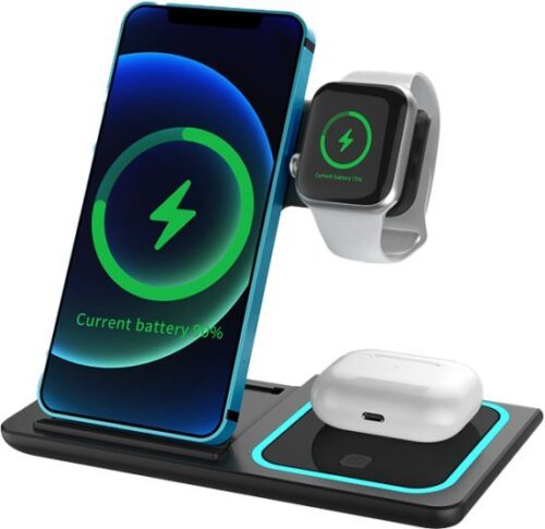 מעמד שולחני עם טעינה אלחוטית Power-Tech X455 - צבע שחור