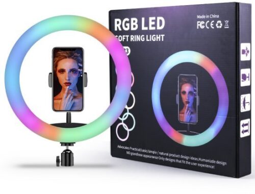 325022_b_1.jpg טבעת תאורת לד לסלפי צבעונית ניתנת לעמעום קוטר 36 ס''מ כולל 3 מעמדים ובקר דגם Power-Tech - MJ36