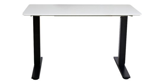 שולחן פנאומטי 140 ס''מ מבית Keisar - רגלי השולחן צבע שחור, פלטה בציפוי PVC צבע לבן