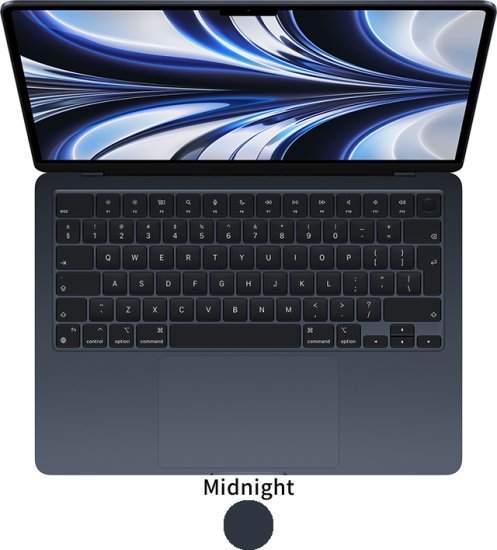 340922_b_1.jpg מחשב Apple MacBook Air M2 Chip 8-Core CPU, 8-Core GPU, 256GB SSD Storage, 16GB Unified Memory - צבע Midnight - מקלדת עברית / אנגלית - דגם MC7X4HB / A