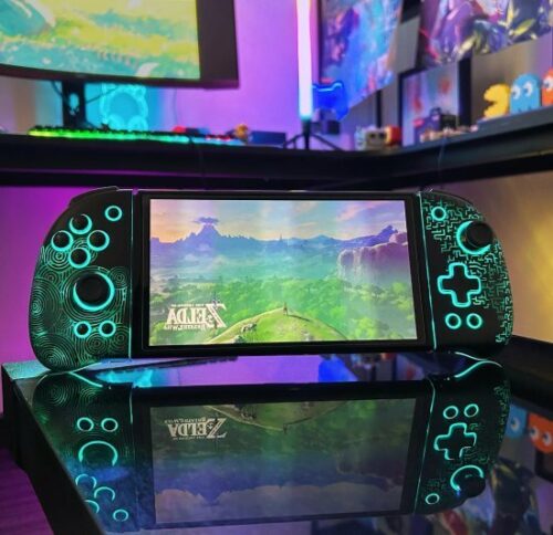 366479_b_1.jpg שלט אלחוטי ל-FUNLAB Luminous Joy-pad Nintendo Switch - עיצוב Zonaite (Zelda) - צבע שחור / ירוק