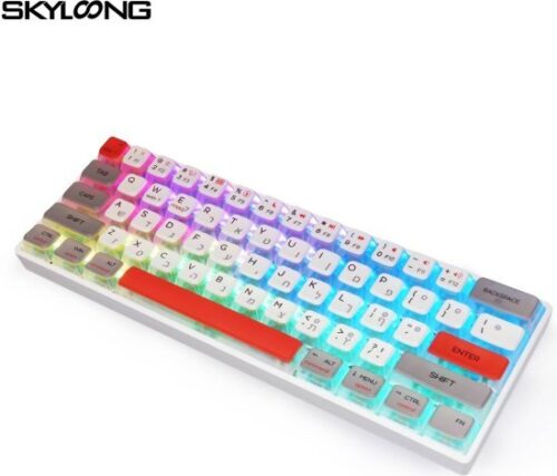 מקלדת גיימינג מכנית חוטית SKYLOONG GK61 Pudding - צבע לבן / אפור