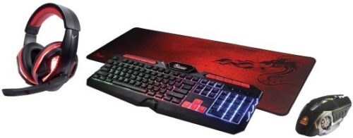 ערכת גיימינג מקלדת RGB, אוזניות, עכבר ומשטח לעכבר מבית Dragon - שפות:ערבית-עברית-אנגלית - צבע אדום