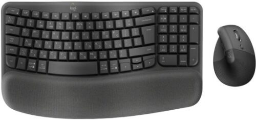 סט מקלדת ועכבר אלחוטיים ארגונומיים Logitech Wave Keys + Lift - צבע Graphite