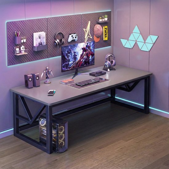 435397_b_1.jpg שולחן גיימינג ברוחב 140 ס''מ דגם RSM-3035 מבית Rosso Italy - צבע אפור / שחור