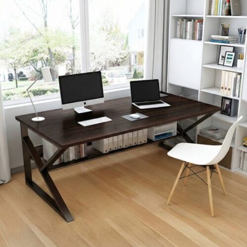 435456_b_1.jpg שולחן גיימינג ברוחב 100 ס''מ כולל מדף תחתון דגם RSM-3122 מבית Rosso Italy - צבע שחור / חום כהה