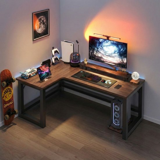 436008_b_1.jpg שולחן גיימינג פינתי שמאל ברוחב 120 ס''מ דגם RSM-3031 מבית Rosso Italy - צבע עץ כהה