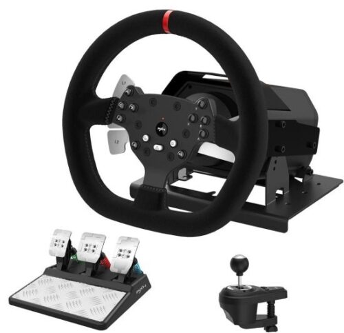 מציאון ועודפים - סט סימולטור נהיגה הכולל הגה, דוושות ותיבת הילוכים דגם V10 Force מבית PXN - שחור