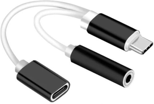 מתאם לאוזניות USB 3.1 Type-C ל-3.5 מ''מ עם חיבור USB לטעינה Gold Touch - אורך 12 ס"מ