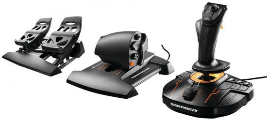 בקר טיסה + מצערת + דוושות Thrustmaster T-16000M FCS - צבע שחור / כתום
